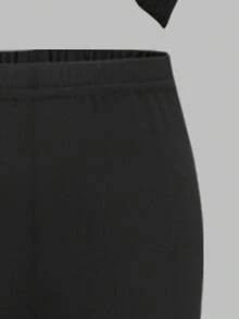 Elladie kids Cozy Fall & Winter Styles, Young Girls Casual Fashion Creative Personalized Refreshing Minimalist Cute Black Bow Pattern Print Sweatshirt And Leggings 2-Piece Outfit, Comfortable Outfit - Multicolor - View 5