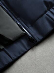 PAVTROS 男士极简印花长袖摩托车立领绗缝外套 - 藍色 - 查看 7