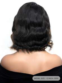 Loose Deep Bob Wigs Human Hair With Skunk Stripe Highlight Transparent Lace Front Wigs Side Part Pre Plucked Wavy Bob Lace Wigs Retro Wave Mob Wife Hairstyle Wig 12 Inch Halloween Costumes - S1/27 - View 3