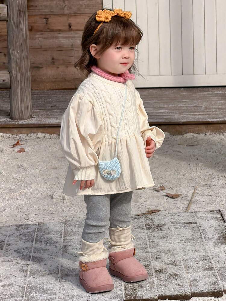 Toddler Girls' Casual Patchwork Knit Sweater, Autumn/Winter