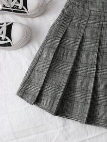 Franclia 女士时尚格子休闲百搭短百褶裙 - 灰色 - 查看 6