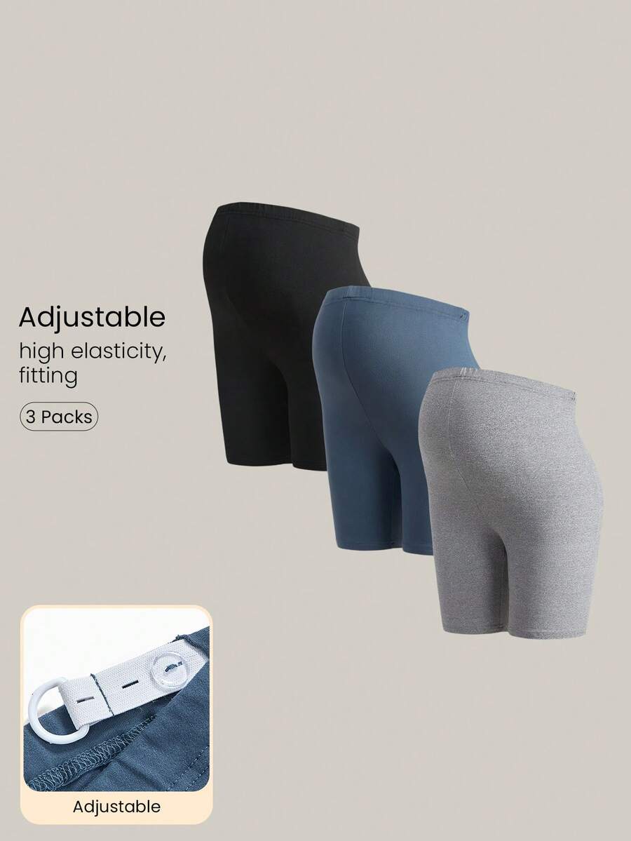 Modmama Maternity Solid Color Adjustable Waist Casual Short Leggings Maternity Shorts Plus Size Short Leggings For Women Stretchy Shorts For Woman Maternity Bottoms - Multicolor - View 1