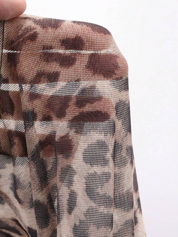 Casual Leopard Print Slim Fit Crew Neck Long Sleeve Tween Girls T-Shirts
