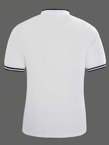 SHEIN Vacaura Teen Boy Casual Stand-Up Collar Knitted Polo Shirt - White - View 2