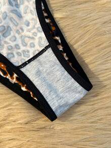 Snug Zone 4pcs/Set Women's Minimalist Sexy Leopard Print Low-Rise Briefs ClassicAnimalPrint Custom Lingerie Set Leopard Underwear Cheetah Print Underwear Animal Print Lingerie Cheetah Lingerie Set - Multicolor - View 5