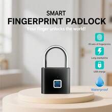 1PC Smart Fingerprint Padlock, USB Fast Charging, Long Battery Life, Can Record 20 Sets Of Fingerprints, Waterproof And Rust-Proof, Can Be Used In Various Scenarios Such As Gates, Schoolbags, Bicycles, Lockers, Etc. Stainless Steel Material, Thickened And Not Easy To Deform - Multicolor - View 3