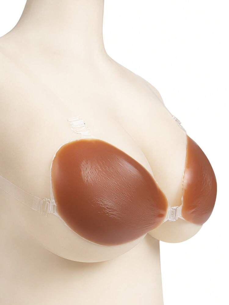 Sujetador de silicona de talla grande, accesorios de lencería, almohadillas de sujetador invisibles - Marrón - Añade 3