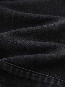 GlowEve Women's Solid Color Drop Shoulder Short Casual Denim Top With Metal Buttons Crop Jean Jacket Jean Tops - Black - View 6