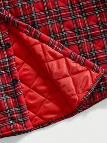 ROMWE MEN Prep Men's Plaid Print Button Front Casual Padded Coat, Collegiate Style, Autumn/Winter - Multicolor - View 6