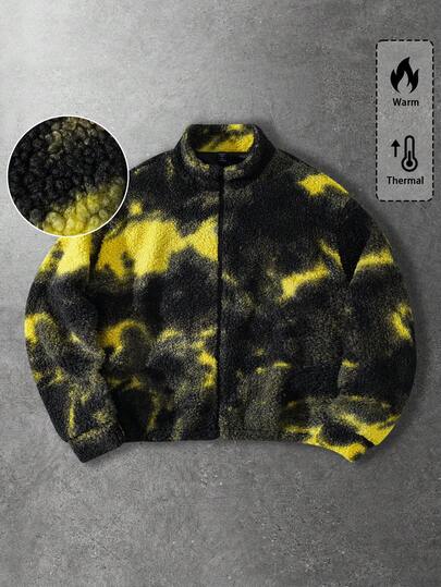 Street Life Men's High Collar Zip-Up Warm Casual Tie-Dye Jacket, Winter