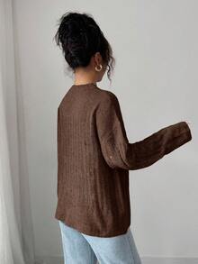 Selianne Leichter, durchsichtiger Damen-Pullover mit Cut-Out-Muster - Kaffeebraun - Übersicht 2