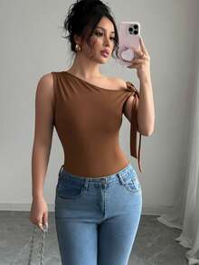 Women Tops - Coffee Brown - View 3