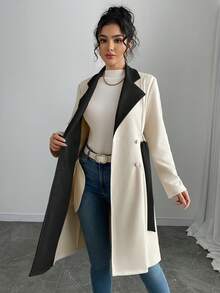 SHEIN PETITE Women's Elegant Solid Color Faux Suede Mid-Length Regular Jacket - Multicolor - View 7