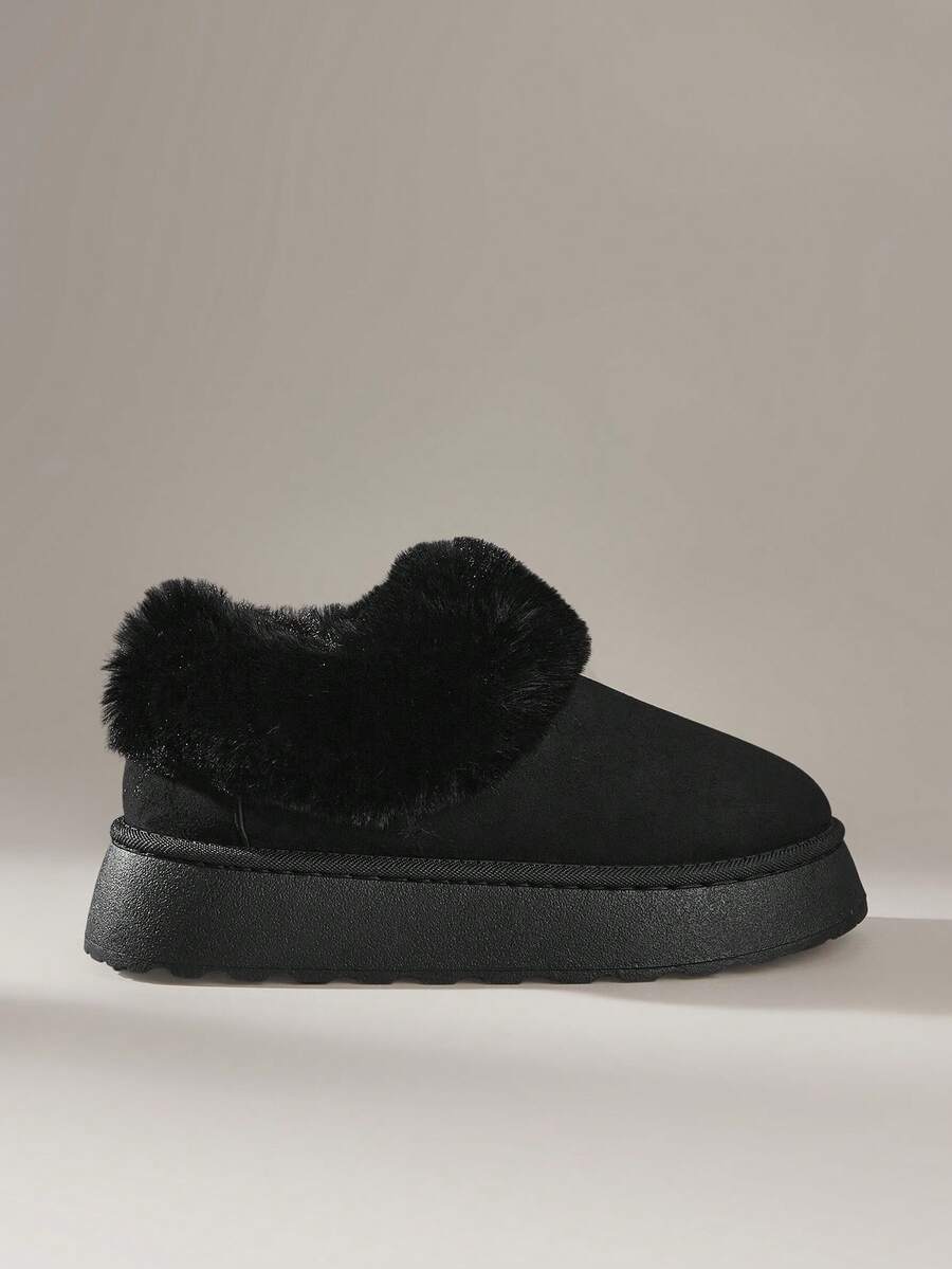 Solecia 女士休闲厚底雪地靴，冬季 - 黑色 - 查看 1