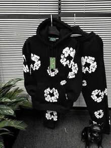 Set deportivo de 2 piezas unisex, conjunto de pants y sudadera cómodo - Negro - Ver 1