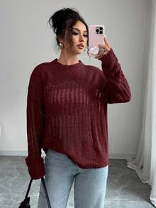 Selianne Women's Lightweight Hollow Out Sheer Sweater