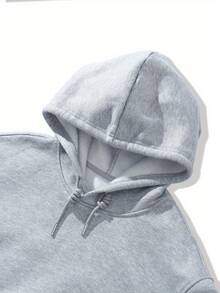 Sudadera Casual Con Capucha Con Forro Polar para mujer ,Con Estampado De Reno Sonriendo - Cuello Redondo, Manga Larga, para Otoño e Invierno - Gris - Ver 2