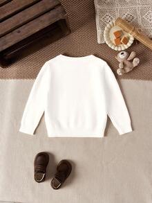 SHEIN 经典学院风男童休闲毛衣，保暖舒适，可爱小熊图案，适合秋冬季穿着。 - 彩色 - 查看 3