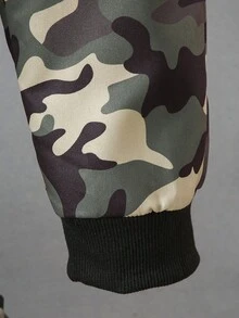 SHEIN Vacaura Tween Boy Outdoor Warm Minimalist Camo Print Utility Pants And Hoodie 2 Pieces Set - Army Green - View 4