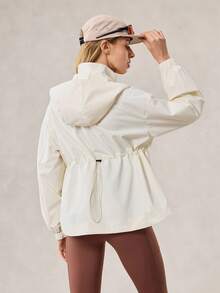 OutZeal 女士户外夹克 露营徒步 防水防风 抽绳腰带 多口袋 - 米色 - 查看 9