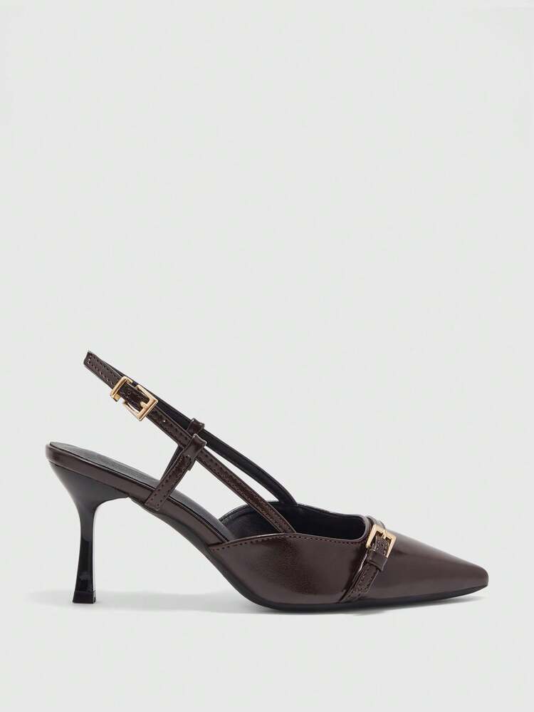 CUCCOO BIZCHIC Women's Pointed Toe Buckle Design Fashionable High Heels, Versatile For Daily Wear For Christmas