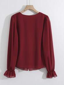 Franclia New Minimalist Design Long Sleeve Slim Fit Women Shirt - Burgundy - View 2