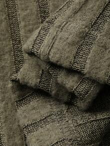 DAZY 少女V领针织长袖上衣和裤子睡衣套装，秋季 - 軍綠色 - 查看 9