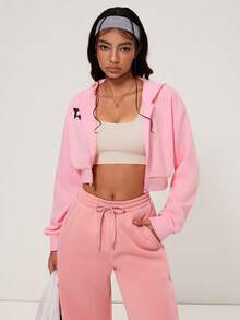 INAWLY Solva Damen Lässig Jacke mit Stern Muster, Reißverschluss und Kapuze, Herbst - Pink - Übersicht 7