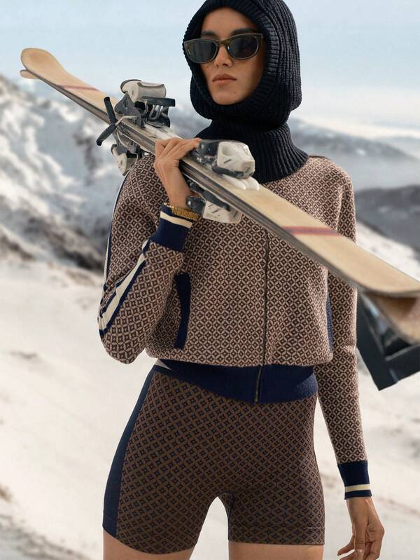 Activina Women's Fashionable Geometric Pattern Knit Sweater, Autumn