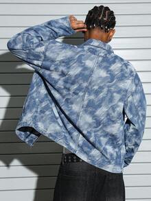 PAVTROS Men's Casual Street Style Multi-Pocket Zip-Up Loose Denim Long Sleeve Jacket, Blue Denim Jacket