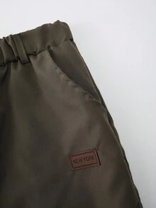 Vacaura 2pcs Teenager Spring Ball Casual Gentleman Single-Breasted Gray Long Sleeve Shirt + Elastic Waist Slant Pocket Casual Pants Two Pieces Outfit - Army Green - View 6