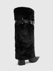 CUCCOO SZL Women's Fashion Pointed Toe Knee-High High Heel Boots - Black - View 4