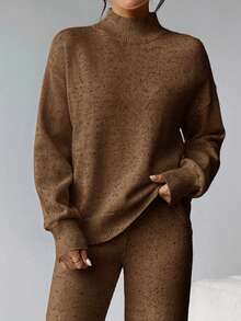 Firerie Women's Casual Crew Neck Long Sleeve Pullover Sweater, Winter Sweaters For Women - Brown - View 8