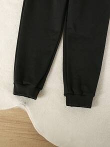 Young Girls Butterfly Pattern Hooded Long Sleeve Casual Sweatshirt Set - Black - View 9