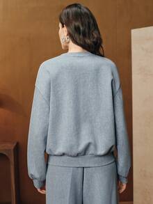 Anewsta Vintage Washed Light Blue Rhinestone Embellished Casual Sweatshirt For Women - Blue - View 7