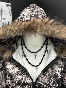 EgrlEra Sudadera con capucha de mujer con estampado completo, manga larga y cremallera en el cuello - Multicolor - Ver 3