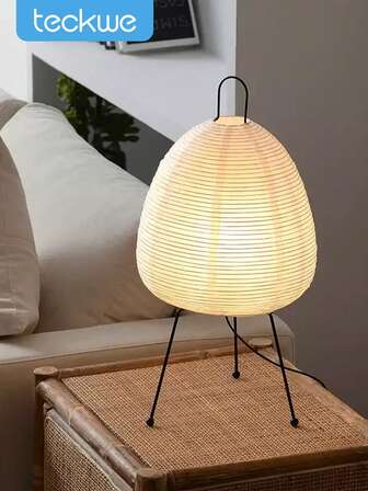 Teckwe Japanese Xuan Paper Lamp, Bedside Table Lamp For The Living Room, Paper Lantern Lamp, Japanese Decorative Akira Noguchi, Button Switch Light, Japanese Tripod Table Lamp