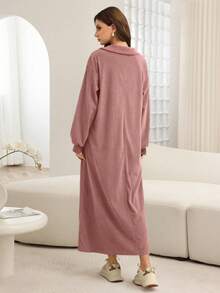 Al Najma Damen Herbst/Winter Cord-Kleid mit Kragen und Patch