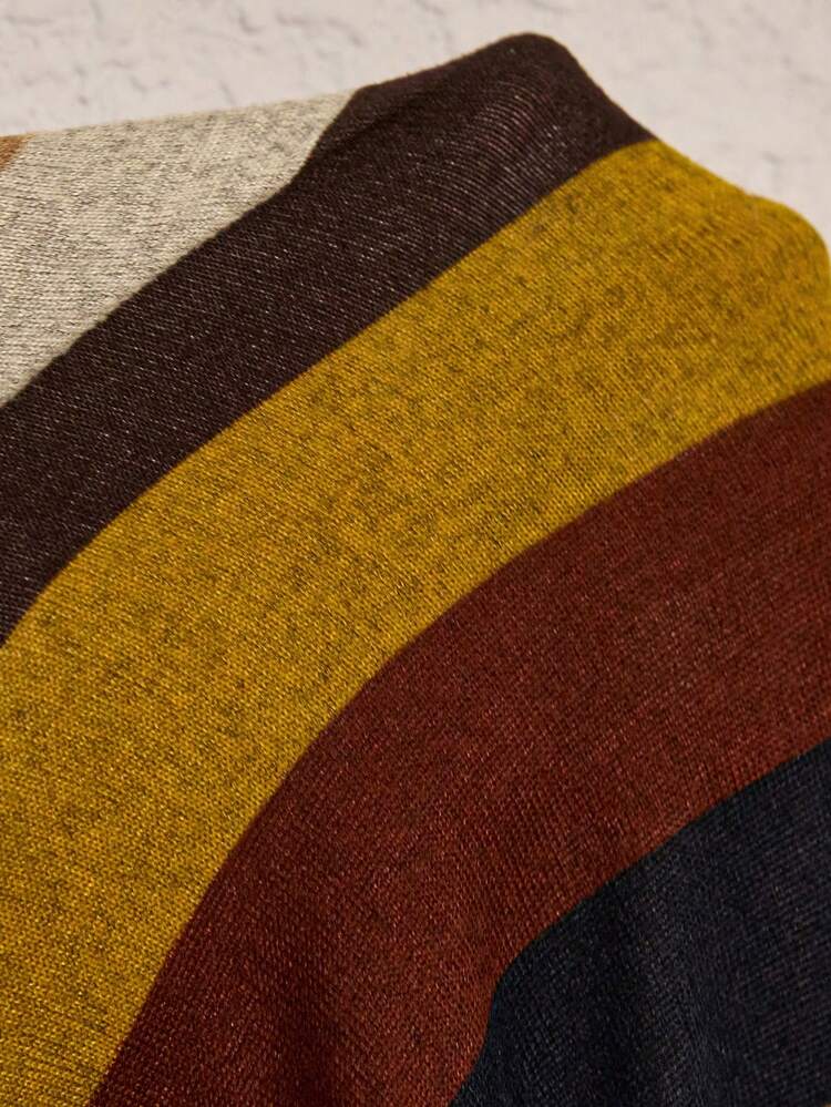 Plus Size Women's Fall/Early Spring Casual Fashion Vacation  Vintage Casual Vacation Country  Round Neck Long Sleeve Striped Print Short Dress,Autumn/Winter,Plus Size Winter Clothes,Suitable For Early Spring,New Year,Valentine's Day,Going Out Outfits,2026 New Clothes,Simple And Fashionable For Everyday Wear,Women Long Sleeve Dress, Autumn Dress, Fall Dress,Flowy Dress,Vacation Outfits Women ,Holiday Outfits For Women,Spring Outfit Women,Valentine's Day ,Valentine Outfits For Women