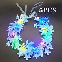 LED Flower Crowns Headbands - Mardi Gras Light Up Headband For Women, Garlands Glowing Floral Wreath Crowns For Wedding Beach Party Birthday Cosplay - Valentine's Day, Flowers, Couples, Love, Sets Gifts, Funny Gifts, Ribbon, Balloons - Multi-color light - View 15