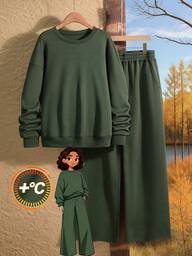 Rusticease Plus Size Women Casual Everyday Commute Simple Solid Color Fleece Dropped Shoulder Loose Pullover Hoodie And Loose Wide Leg Sweatpants 2 Piece Set, Autumn Winter Clothes For Women Winter Clothes For Women Cozy Fall And Winter Clothes For Women