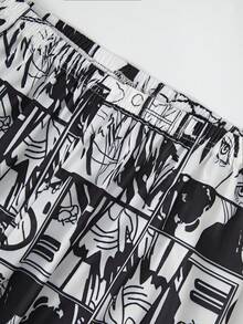 2pcs/Set Teenage Boys' Casual Cartoon Graphic Print Loose Fit Pants And Short Sleeve Top Pajama Set - Dark Grey - View 7