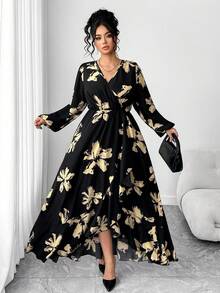 Elenzga 大码女式拼色系带领连衣裙，秋冬 A 字型收腰修身设计连衣裙，适合返校、毕业典礼、情人节、音乐节、母亲节、万圣节、感恩节、复活节、国庆节、舞会、约会、派对、婚礼、户外活动 - 黑色 - 查看 5