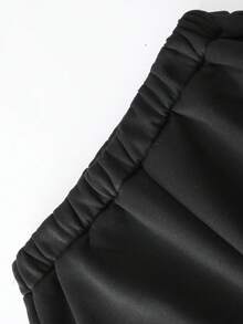 Vacaura 2 件套青少年连帽白色条纹运动衫和抽绳慢跑裤套装，适合日常穿着的休闲装，春秋季 - 黑色 - 查看 5