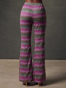 NYA SZN Bree Pant High Rise Brunch Special Occasion Event Vacation Spring Summer Knit Pant Bottoms Carnival Outfits For Women - Purple - View 5