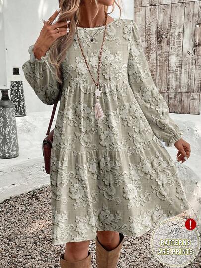 EMERY ROSE 休闲复古浪漫印花优雅中长连衣裙，女士款，大码