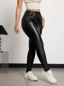 Jeanoix 韩版女士紧身包臀高腰紧身打底裤 - 黑色 - 查看 5