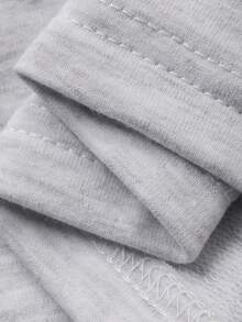 DAZY Women's Minimalist Patchwork Trim Hooded Long Robe, Autumn/Winter - Light Grey - View 8