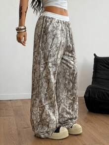 Coolane Women's Fall/Winter Streetwear Going Out Vintage Tree Branch Pattern Wide Leg Casual Loose Pattern Pants - Multicolor - View 6