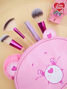 Care Bear X Joivida 1个卡通加油熊、好运熊、阳光熊、分享熊、爱心熊印花轻便涤纶化妆包，适合收纳化妆品、文具、日用品、数码产品，非常适合通勤、上学、旅行，男女老少皆宜，学生适用。 - 粉色 - 查看 2